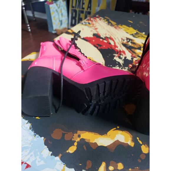 Top Moda Women's High Heel Bohemian Ankle Boots Size 7 Hot Pink - Picture 4 of 6